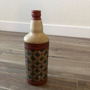 Handpainted Glass Bottles India Boho Floral Flowers 11" 12" Red Green